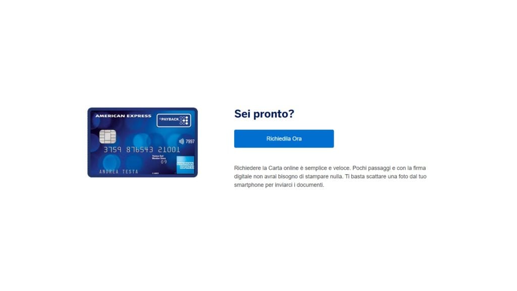 Carta PAYBACK American Express1 website