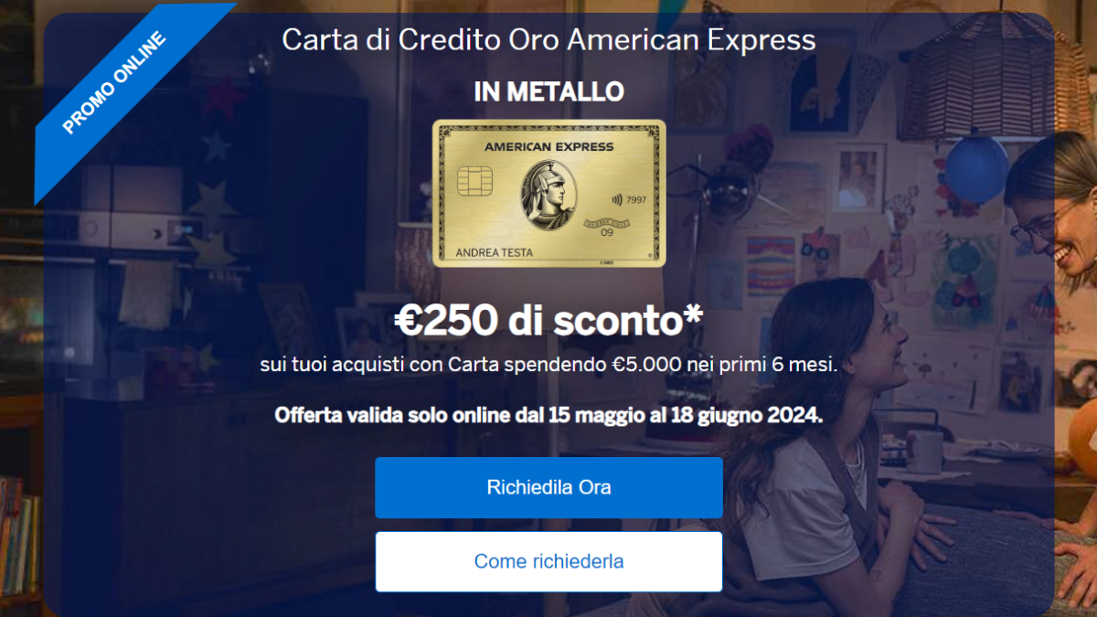 Pagina dela carta di credito sul sito di American Express