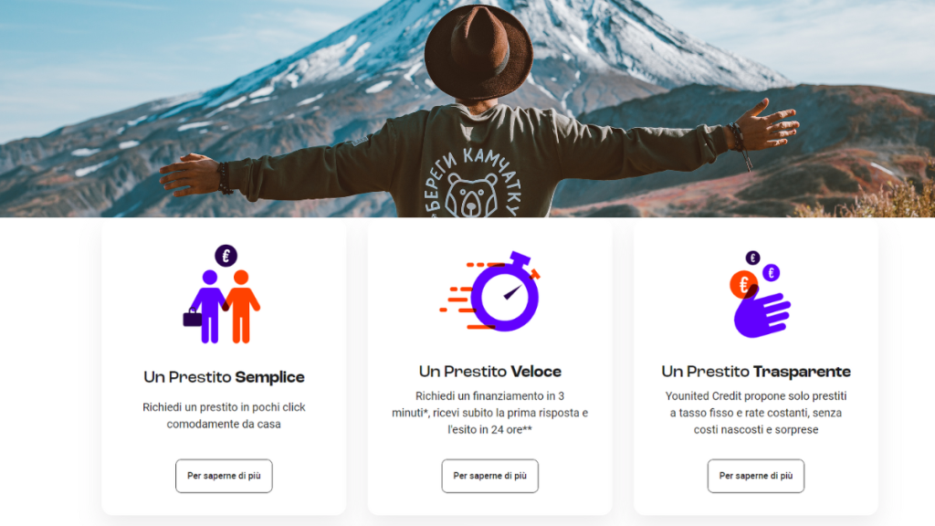 Pagina del Prestito Personale sul sito di Prestito YOUNITED