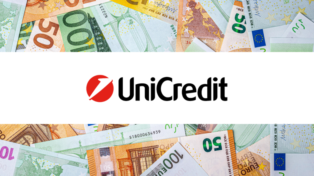 banconote euro con il logo UniCredit