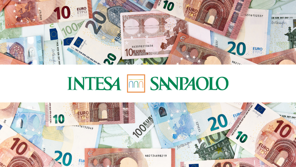 Banconote in euro con il logo di Intesa Sanpaolo